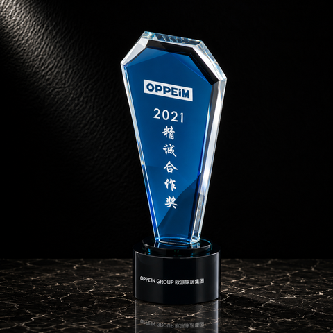 Blue Facet Crystal Award - custom crystal awards with your logo